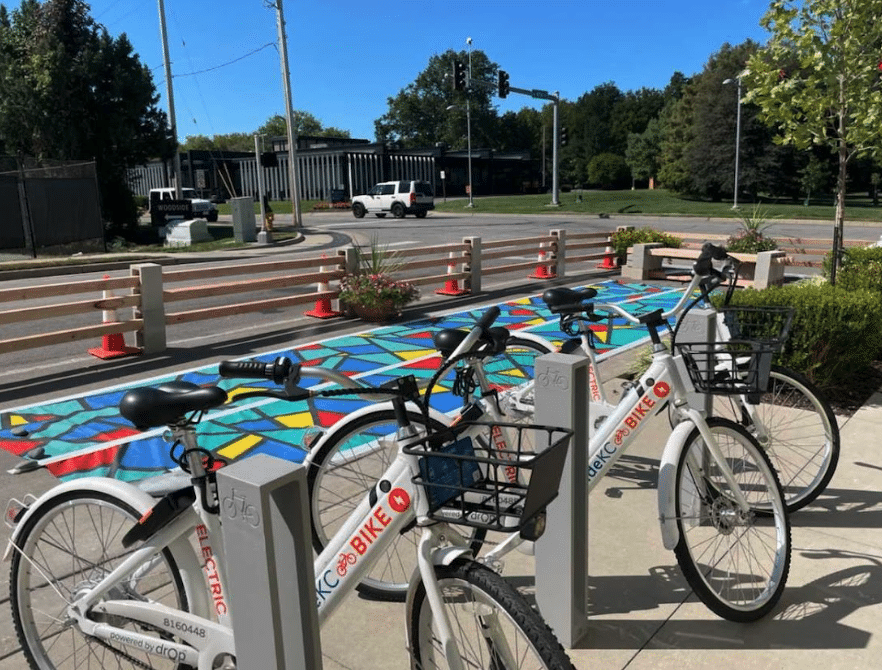 Bikes on 47th Place in Westwood, Kansas.