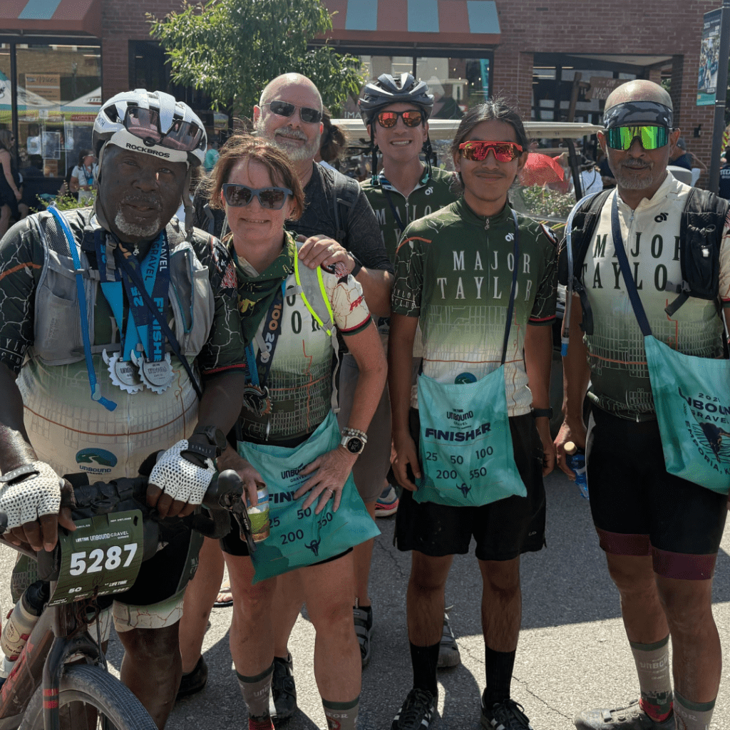 Kevin with the Major Taylor Cycling Club at the Unbound Gravel Race.